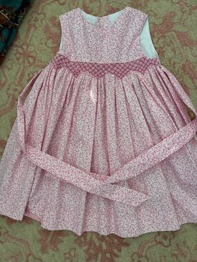 Little English Pink Floral Smocked Party Dress